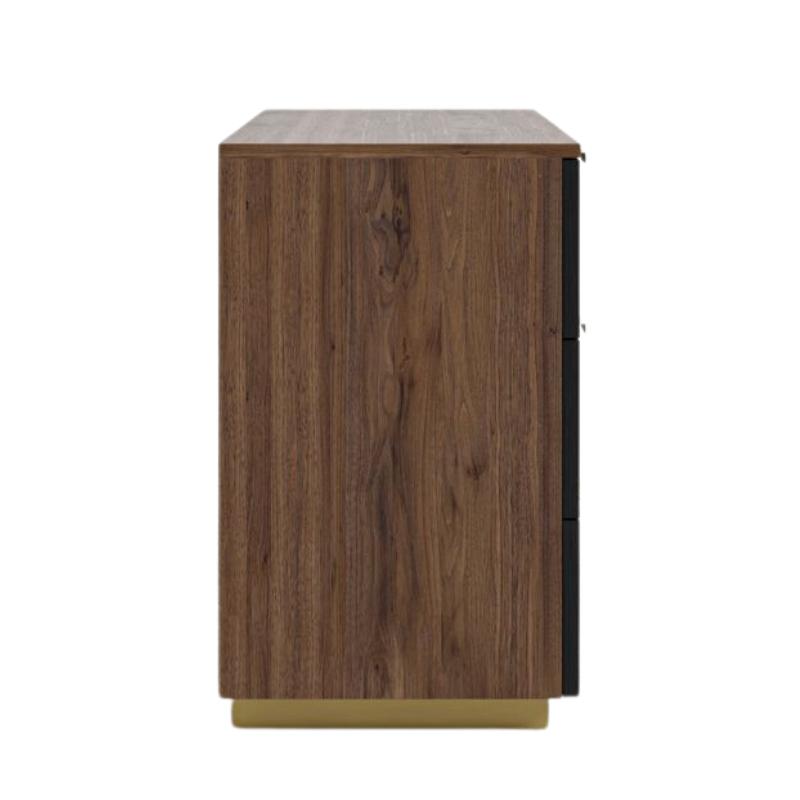 Side Facing View of The Georgio Wide Dresser in Walnut and Black Oak Veneer Finish