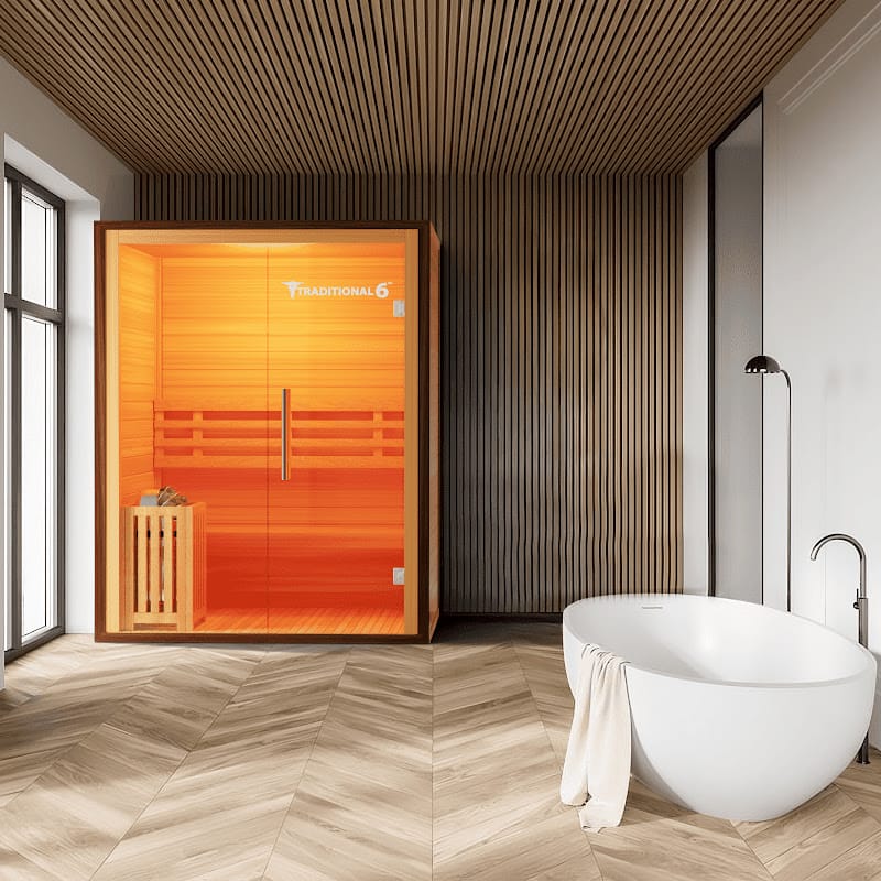 The Traditional 6 Heat and Steam Sauna in a Bathroom