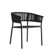 Left Angle View Of The Afton Outdoor Dining Chair With Black Cord And Black Frame