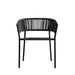 Front Facing View Of The Afton Outdoor Dining Chair With Black Cord And Black Frame
