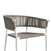 Close Up View Of The Afton Outdoor Dining Chair With Natural Cord And White Frame