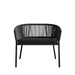 Font Facing View Of The Afton Outdoor Lounge Chair With Arcadia Cushion, Black Cord, And Black Frame