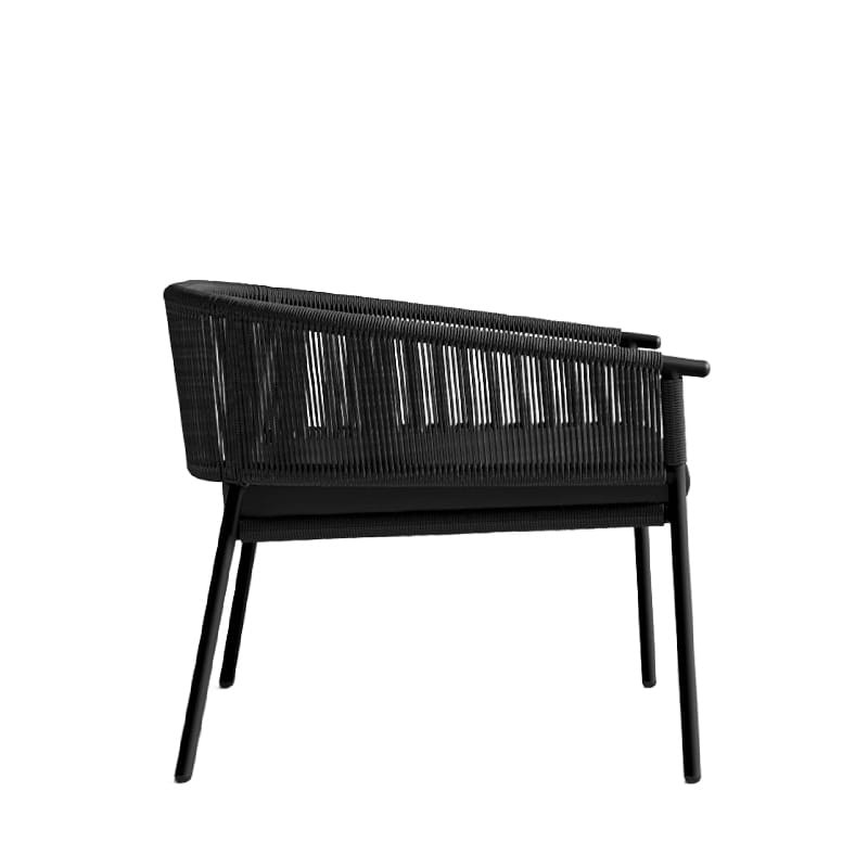 Side View Of The Afton Outdoor Lounge Chair With Arcadia Cushion, Black Cord, And Black Frame