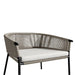 Close Up View Of The Afton Outdoor Lounge Chair With Palisades Cushion, Natural Cord, And Black Frame
