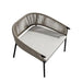 Angled Overhead View Of The Afton Outdoor Lounge Chair With Palisades Cushion, Natural Cord, And Black Frame