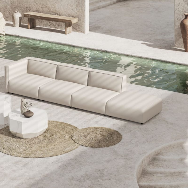 Top Right Angled View Of The Arya Outdoor Modular Right Sectional Sofa In Palisades Color