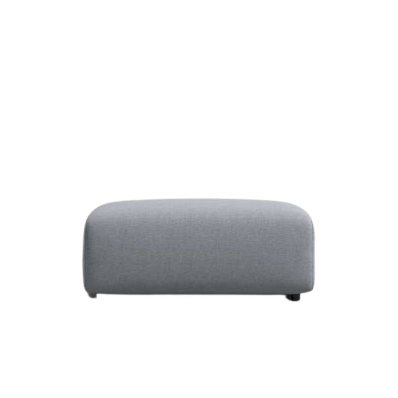 Front Facing View of The Arya Ottoman in Porpoise Frabric and Color