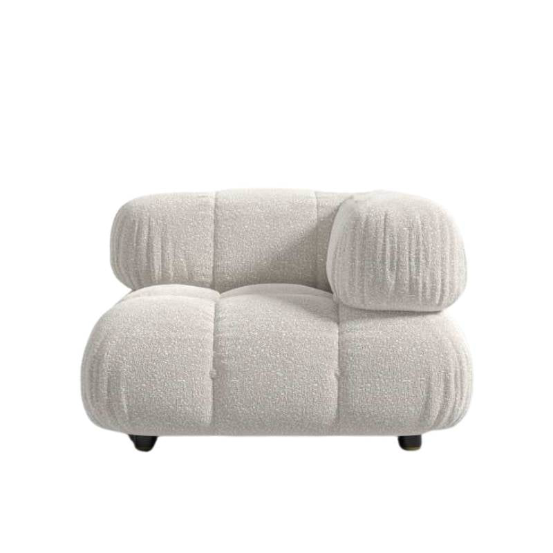 Front Facing View of The Belia Corner Modular Sectional Piece in Pearl Fabric