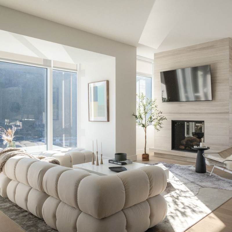 Rear View of The Belia Modular Sectional in Alesund Fabric and Color in a Living Room