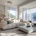 Wide Angle View The Belia Modular Sectional in Alesund Fabric and Color in a Living Room