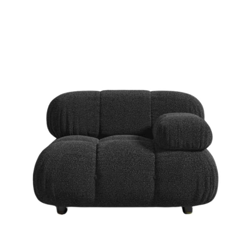 Front Facing View of The Belia Right Arm Modular Piece in Caviar Fabric