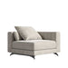 Angled Side View of The Berlin Corner Modular Piece in Latte Fabric