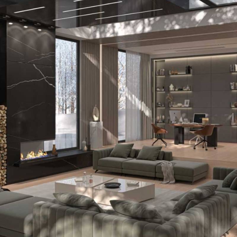 Belrin Sectional In Moonstone Color in a Living Room 
