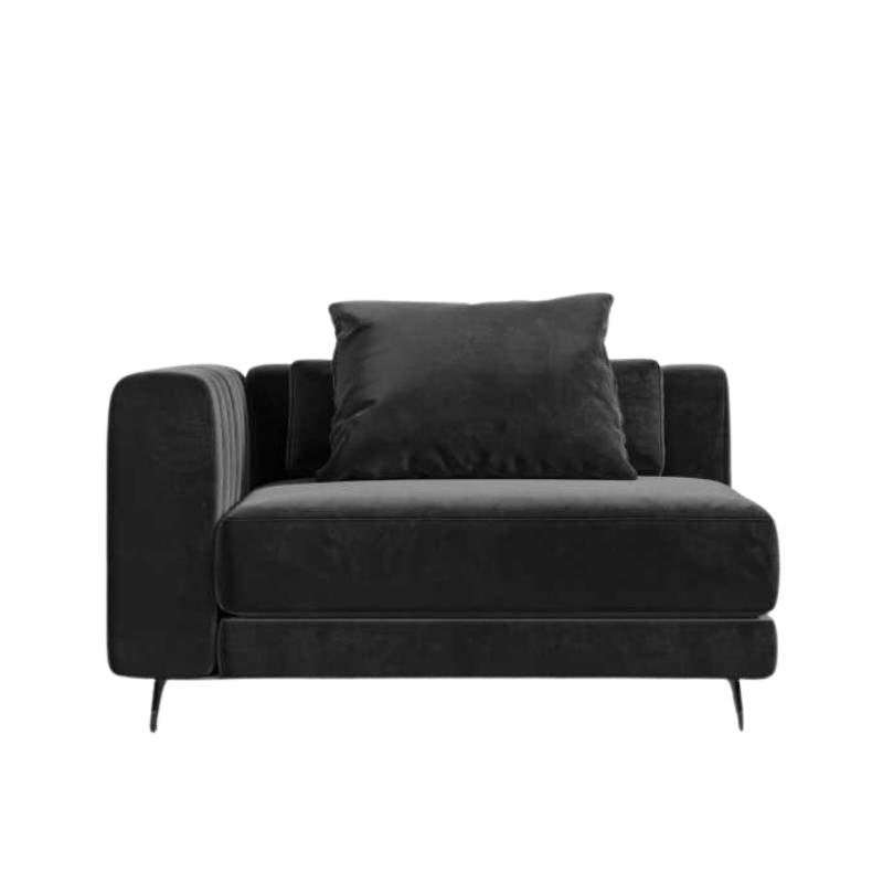 Front View of The Berlin Left Arm Black Plush Velvet Fabric