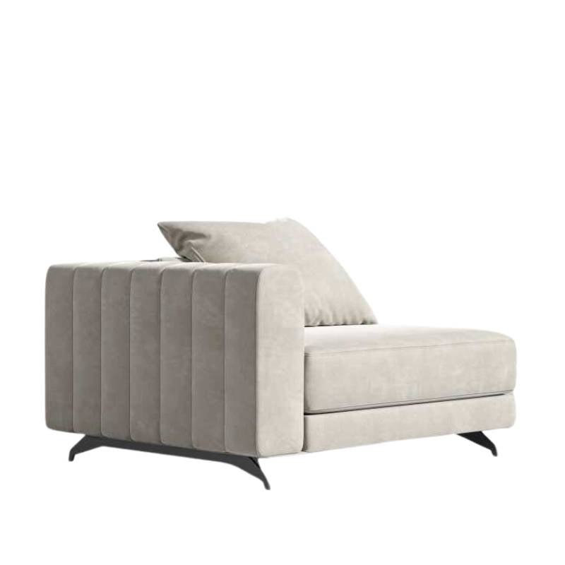 Angled View of The Berlin Left Arm in Latte Color and Fabric