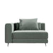 Front View of The Berlin Left Arm in Moonstone Color and Fabric