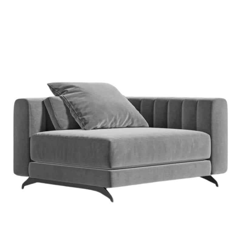 Angled Side View of The Berlin Right Arm in Glacier Grey Fabric and Color