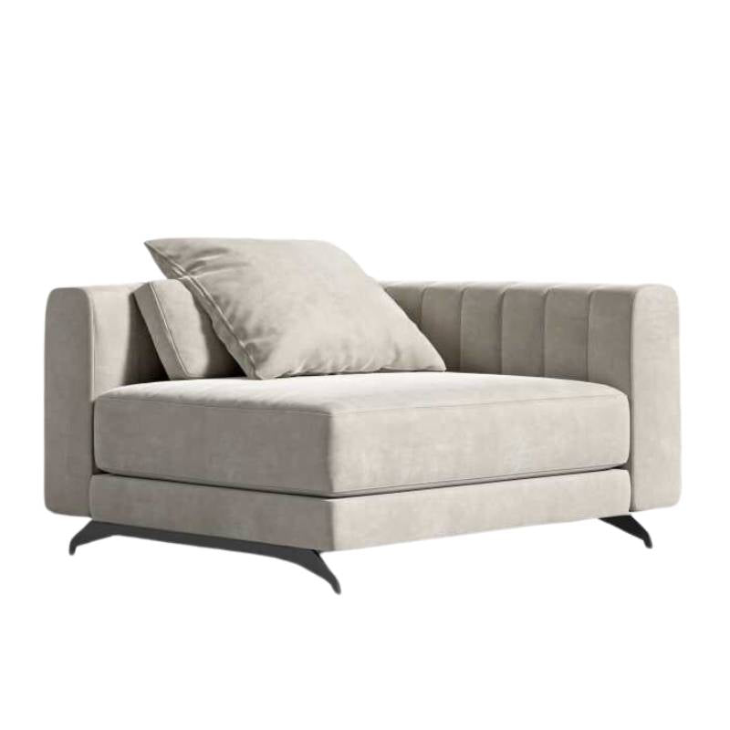 Angled Side View of The Berlin Right Arm in Latte Fabric and Color