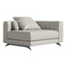 Angled Side View of The Berlin Right Arm in Trento Taupe Fabric and Color