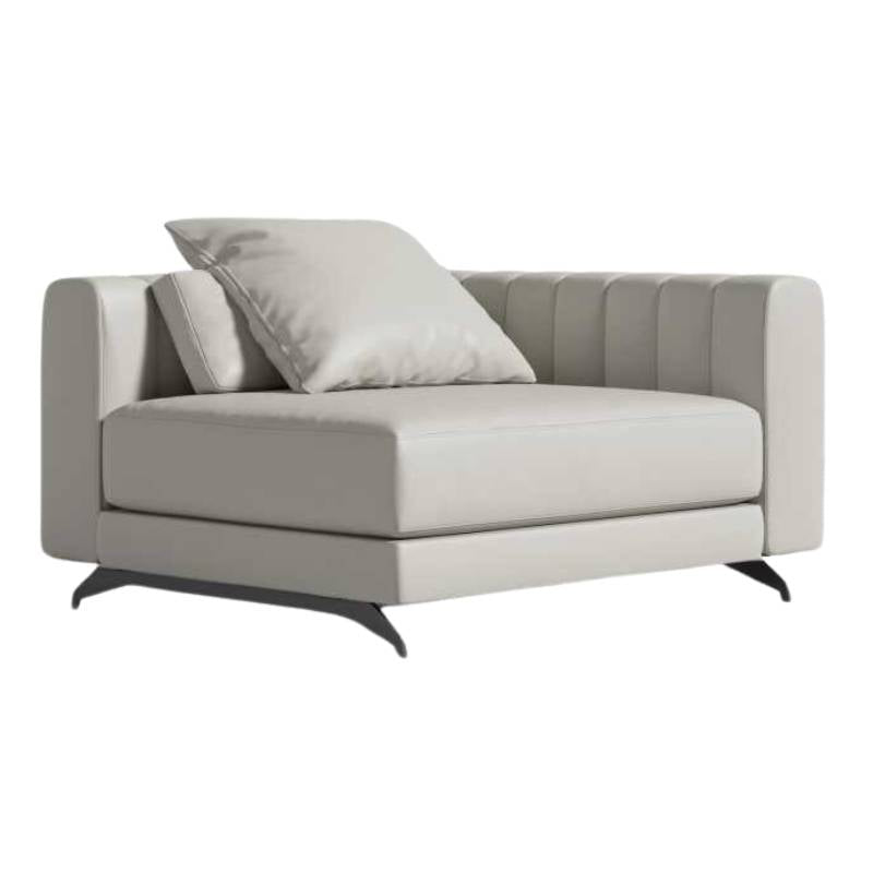 Angled Side View of The Berlin Right Arm in Trento Taupe Fabric and Color