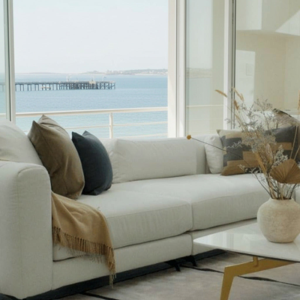 Close Up View of a Berlin Sofa in a Living Room