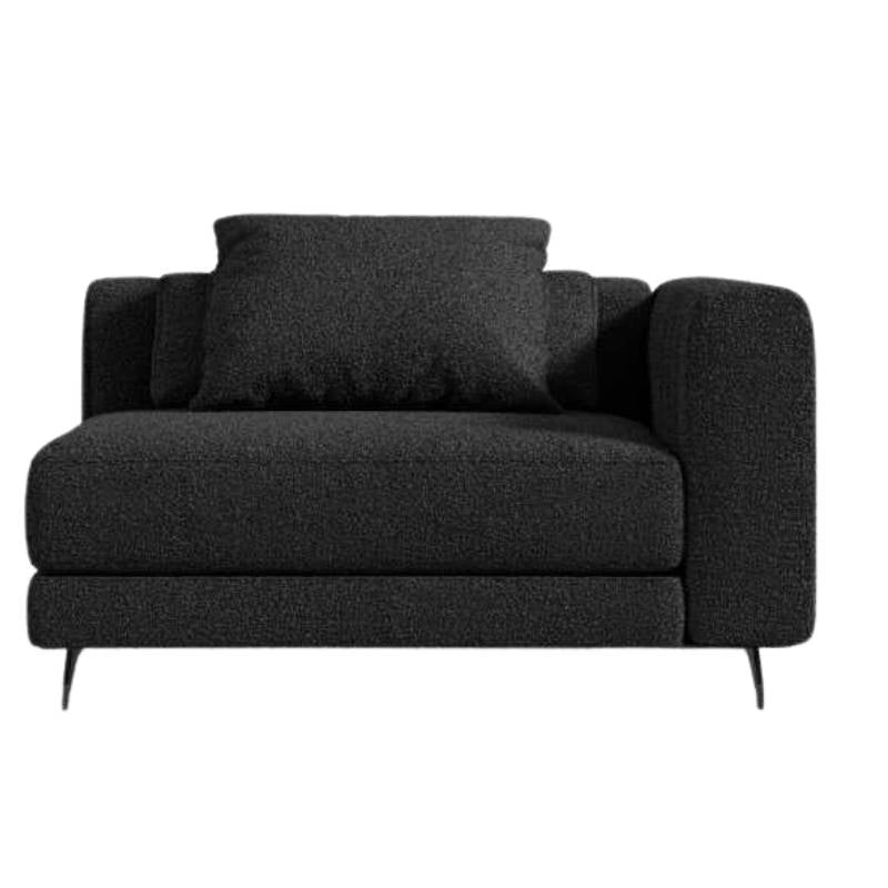 Front Facing View of The Berlin Right Arm in Caviar Fabric and Color