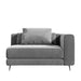 Front Facing View of The Berlin Right Arm in Glacier Grey Fabric and Color