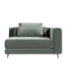Front Facing View of The Berlin Right Arm in Moonstone Fabric and Color