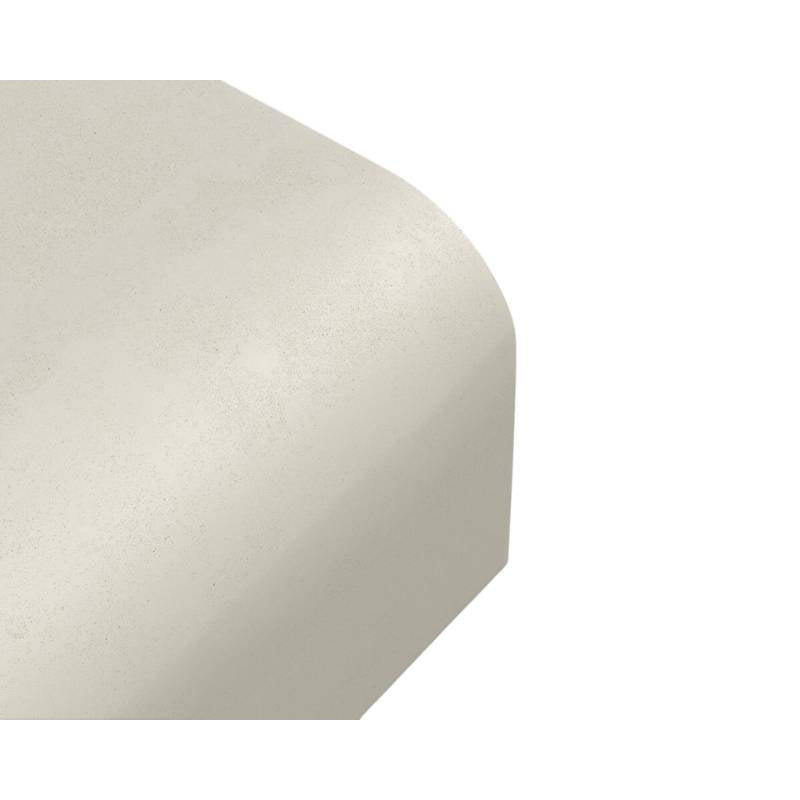 Close Up Corner View of The Cascadia Coffee Table With Alabaster Concrete Surface