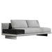 Front Angled View of the Dresden Outdoor Armless Sofa with Side Table in Encino Color and Black Pietra Ceramic Table