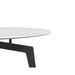 Close Up View of The Evelyn Coffee Table - Round With a White Calacatta Ceramic Surface