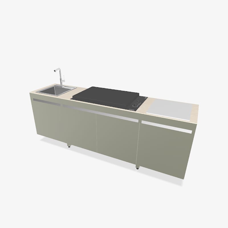 Fogher Agher Ancient Sage Outdoor Kitchen With Recessed Barbecue