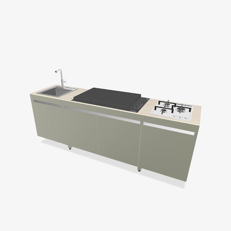 Fogher Agher Ancient Sage Outdoor Kitchen With Recessed Barbecue