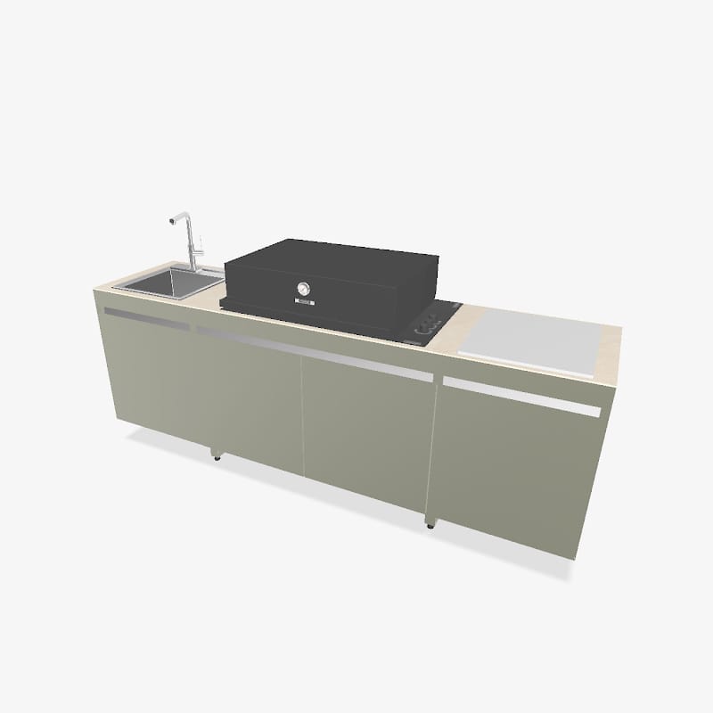 Fogher Agher Ancient Sage Outdoor Kitchen With Recessed Barbecue