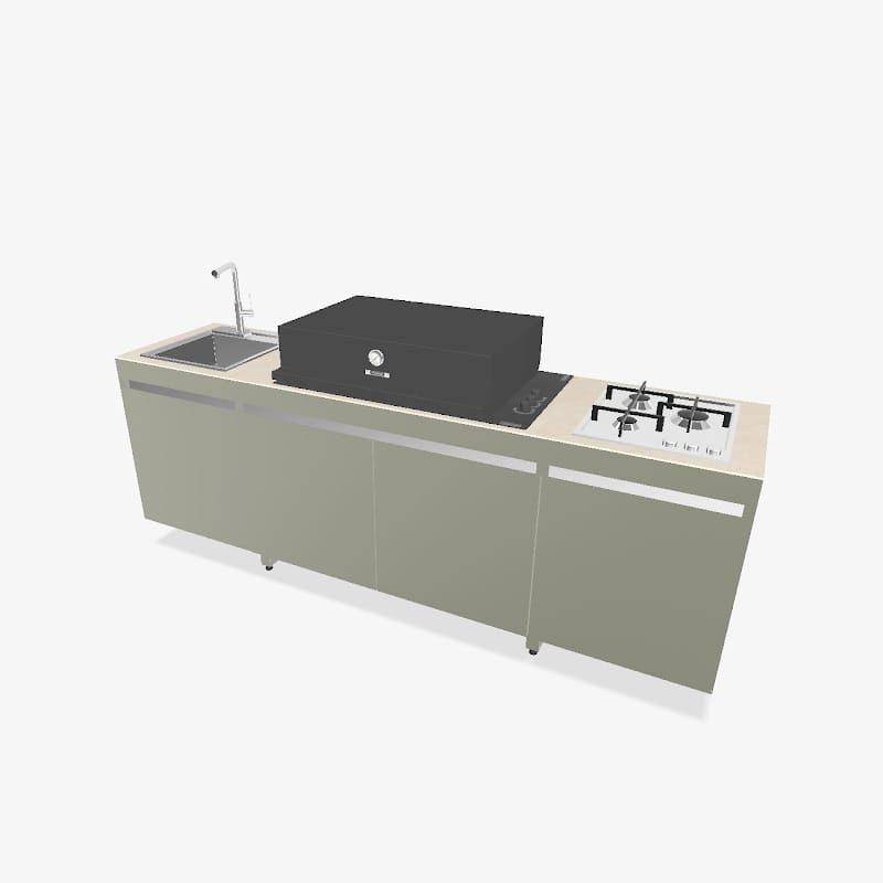Fogher Agher Ancient Sage Outdoor Kitchen With Recessed Barbecue