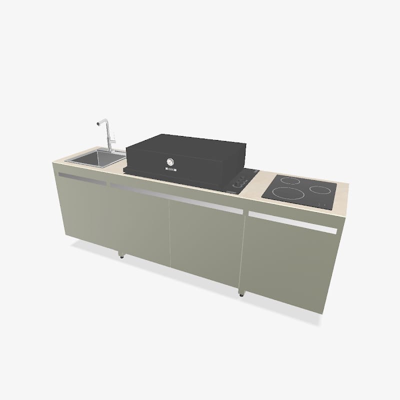 Fogher Agher Ancient Sage Outdoor Kitchen With Recessed Barbecue
