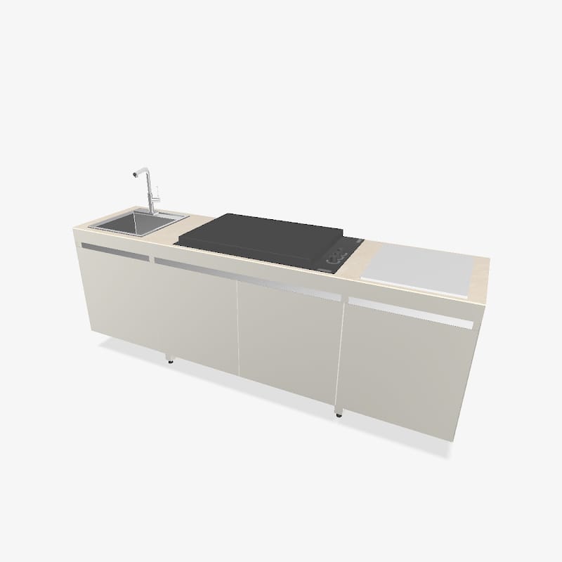 Fogher Agher Material Silk Outdoor Kitchen With Recessed Barbecue