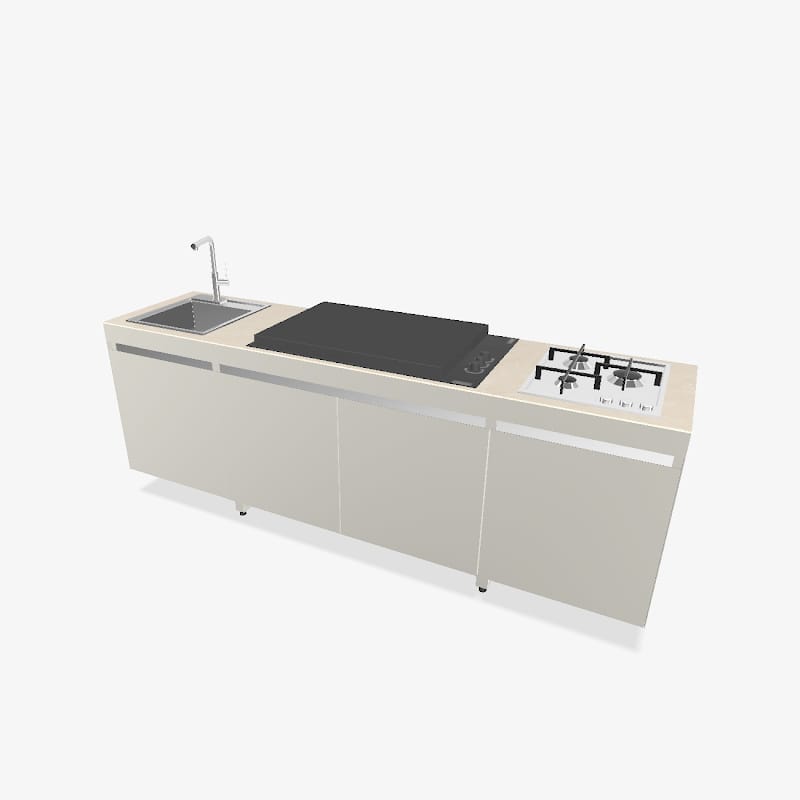Fogher Agher Material Silk Outdoor Kitchen With Recessed Barbecue