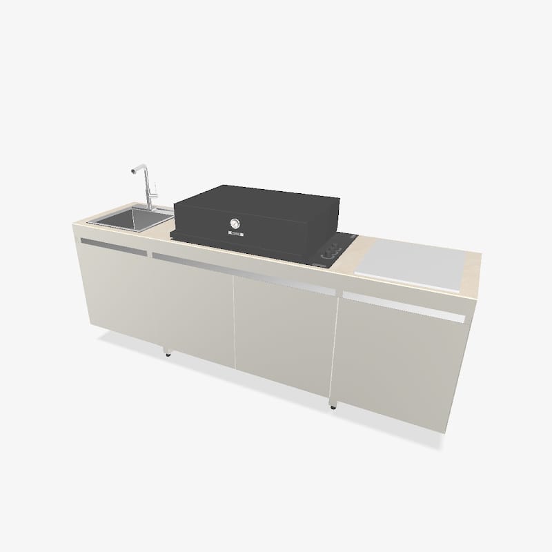 Fogher Agher Material Silk Outdoor Kitchen With Recessed Barbecue