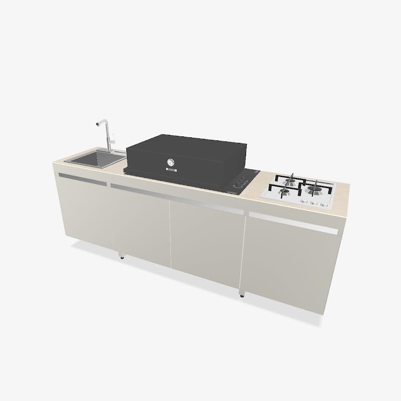 Fogher Agher Material Silk Outdoor Kitchen With Recessed Barbecue