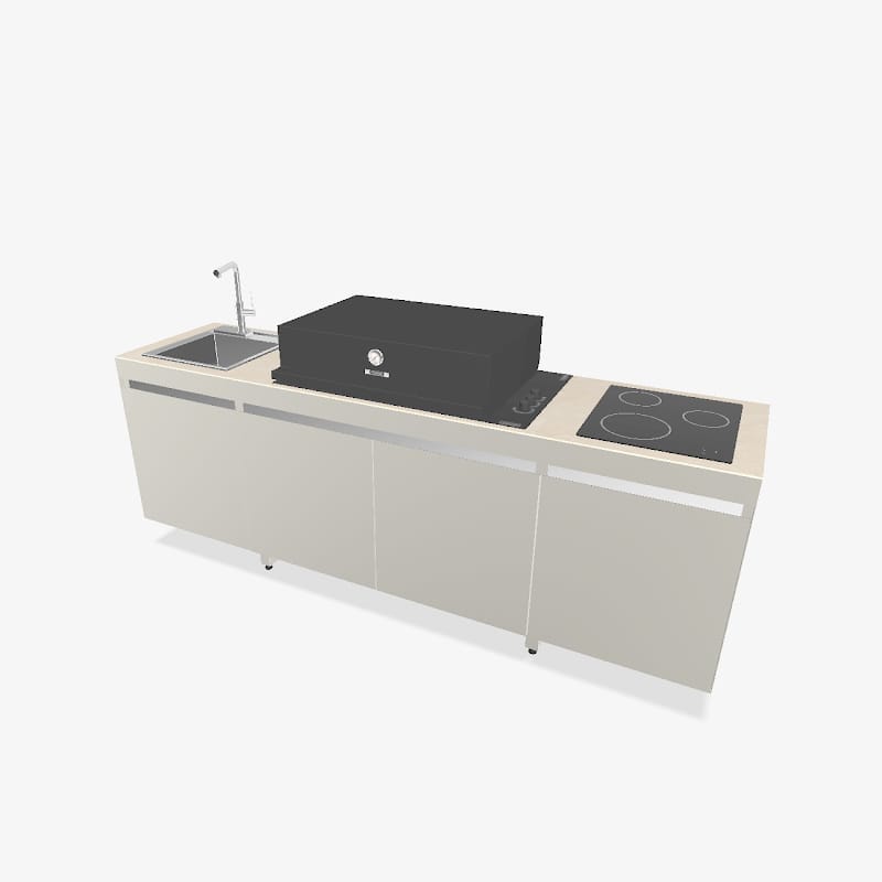 Fogher Agher Material Silk Outdoor Kitchen With Recessed Barbecue