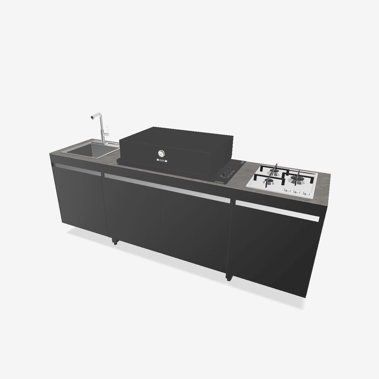 Fogher Agher Obsidian Outdoor Kitchen With Recessed Barbecue