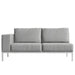 Front View of the Francis Outdoor Left Arm 2 Seater In Encino Color With White Base