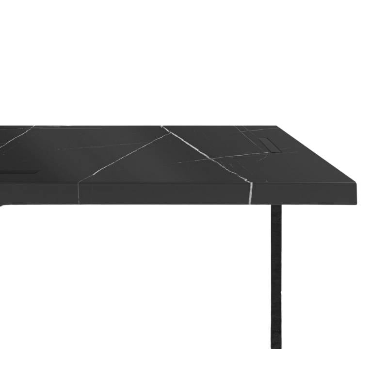 Close Up View of The Marbella Coffee Table With Black Pietra Ceramic Surface