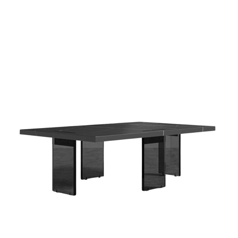 Angled Side View of The Marbella Coffee Table With Black Pietra Ceramic Surface