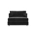 Front Facing View of The Milo 1-seater Armless in Black Fabric and Color