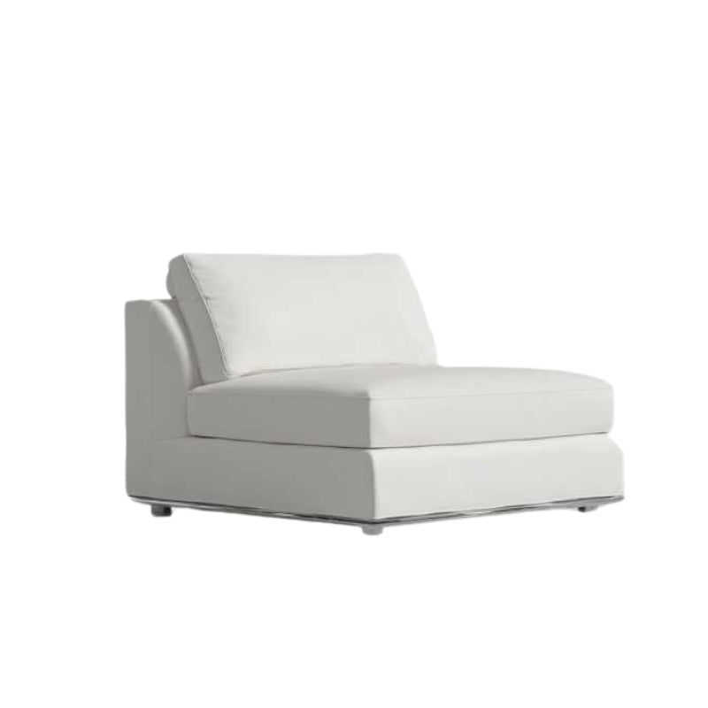 Angled Side View of The Milo 1-seater Armless in Trento Eggshell Fabric and Color