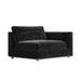 Angled Side View of The Milo 1-Seater Right Arm in Black Fabric and Color