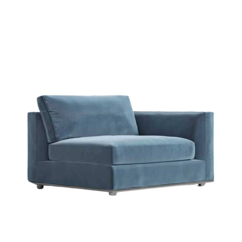 Angled Side View of The Milo 1-Seater Right Arm in Solstice Fabric and Color