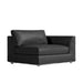 Angled Side View of The Milo 1-Seater Right Arm in Trento Jet Black Fabric and Color